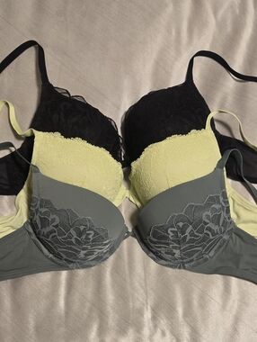 Women's Lace Push-Up Obsession Bras - Bundle of Black, Lime & Green